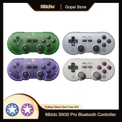 8Bitdo 무선 블루투스 게임패드 컨트롤러, 닌텐도 스위치, 윈도우, 맥 OS, 안드로이드 게임 컨트롤용, SN30 프로, GB, SN