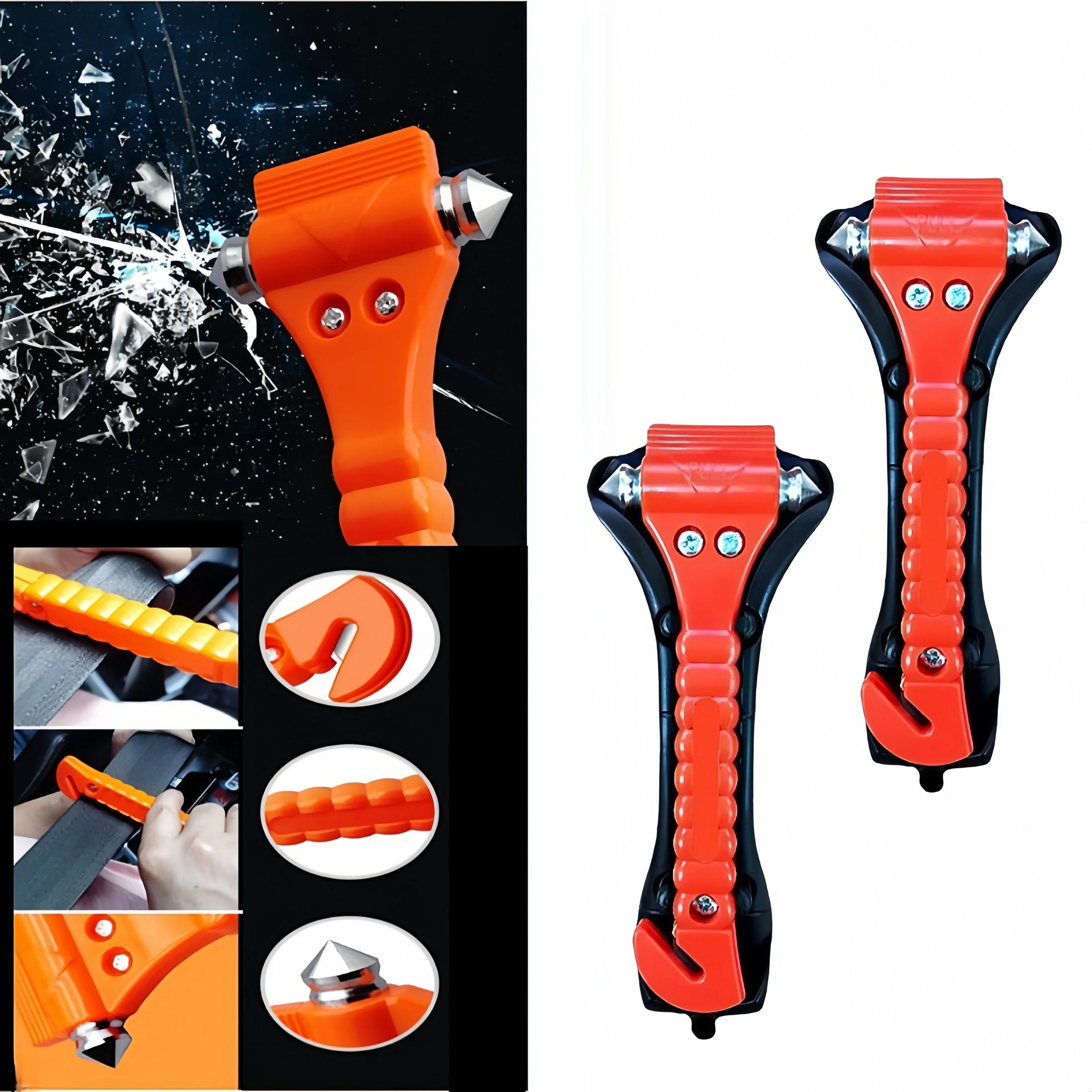 1/2PCS Car Safety Hammer Seat Belt Cutter Emergency Window Breaker Tool Vehicle Survival Kit Glass Punch Rescue Device