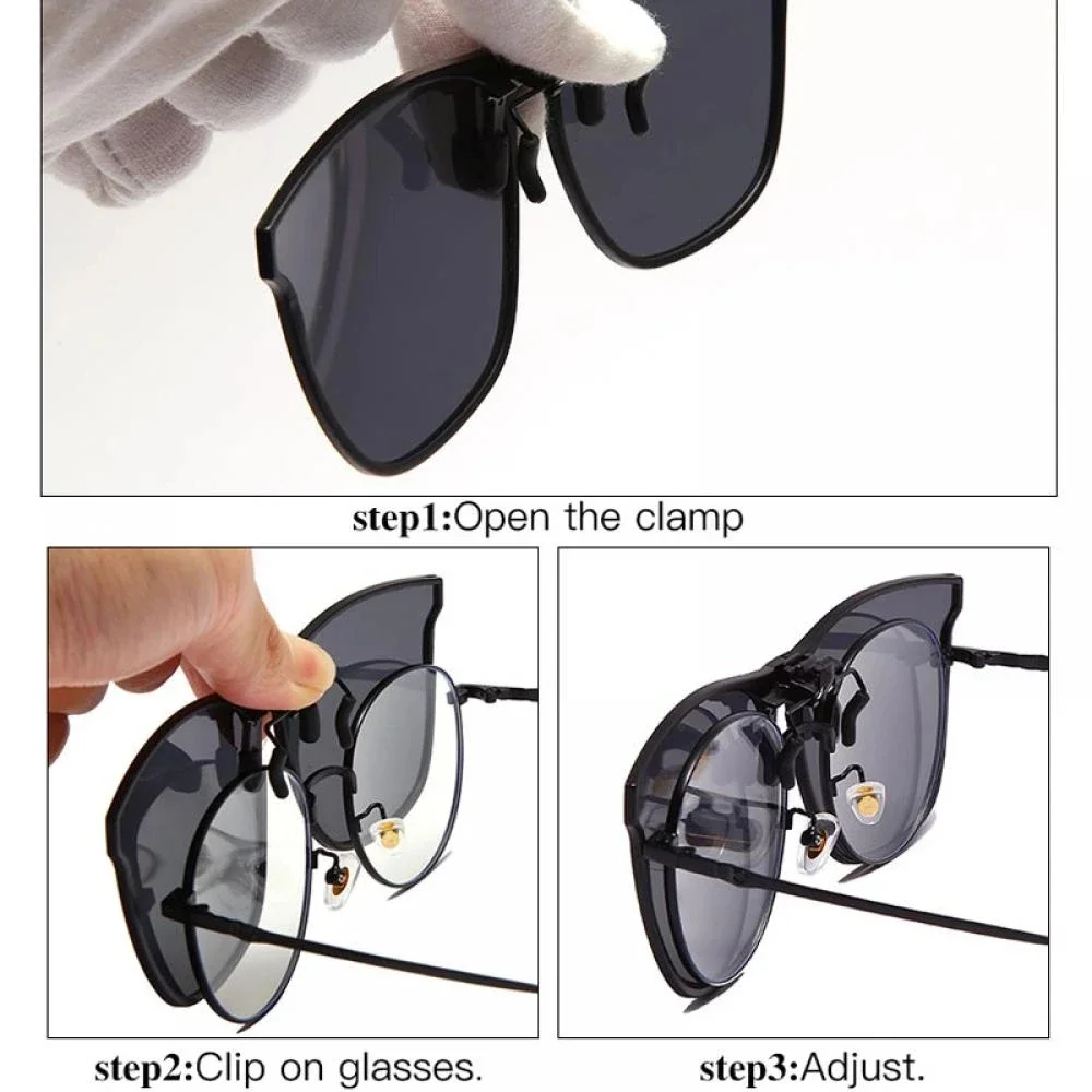 Polarized Clip On Sunglasses Men Car Driver Goggles Night Vision Glasses Anti Glare Vintage Square Eyewear UV400 Oculos