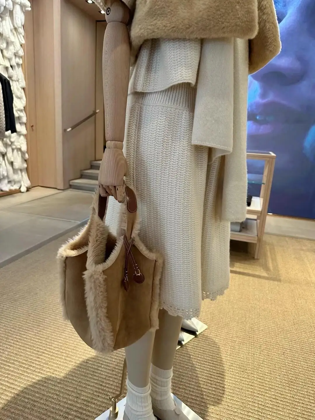 

Faionable Buet Сумка Замшевая Меховая Сумка Универсальная Осенне-зимняя Сумка Sli Market Basket Сумка Маленького Размера Универсальная