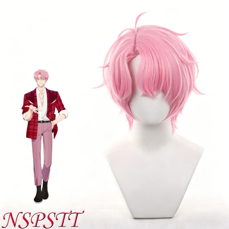 nspstt-tamon's-b-side-fukuhara-tamon-parrucca-rosa-da-30-cm-capelli-sintetici-per-cosplay-per-comic-con