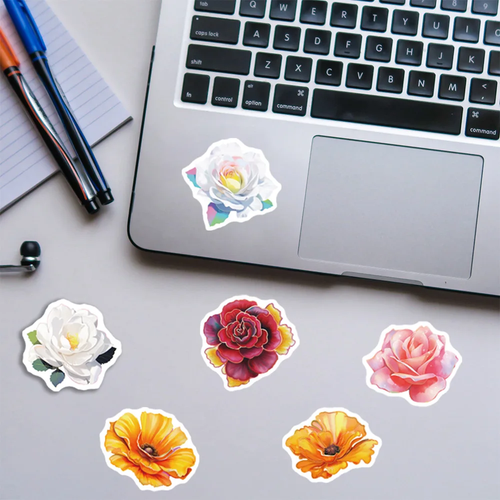 10/30/55 PIÈCES Frais Créatifs Fleurs Plantes Autocollants Kawaii Pour BRICOLAGE Voyage Bagages Guitare Réfrigérateur Ordinateur Portable Graffiti Autocollant Enfant Autocollant