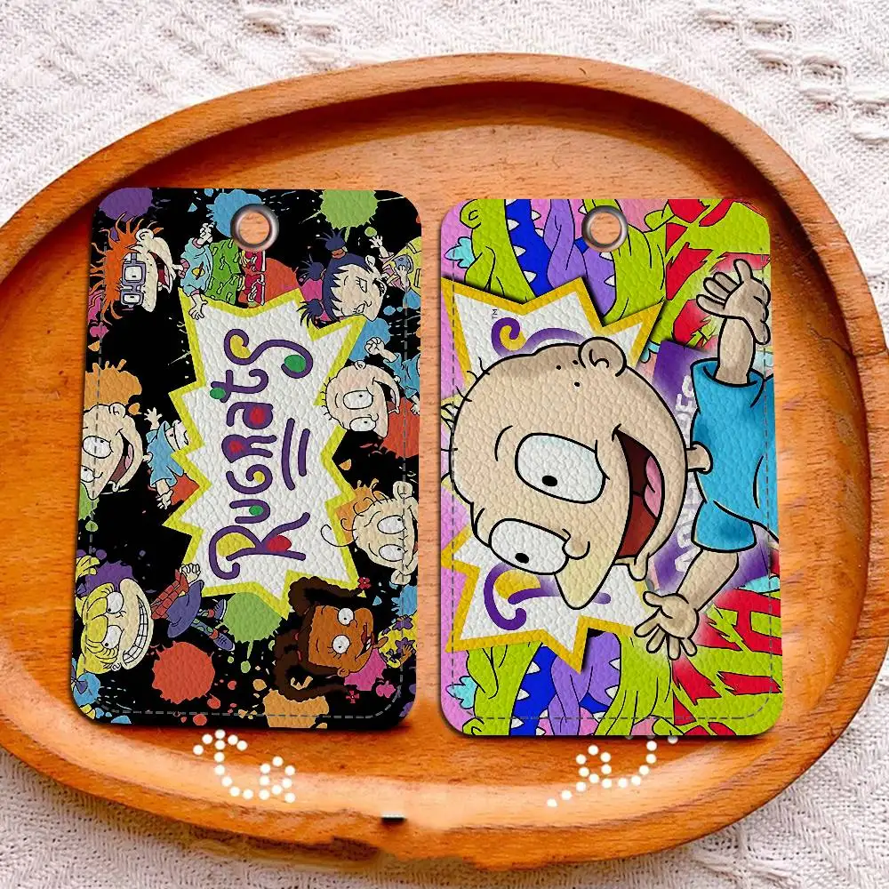 Classic Children Animation R-Rugrats Style PU Access Card Holder With Keychain - Executive Protection For Bank Card Subway Bus