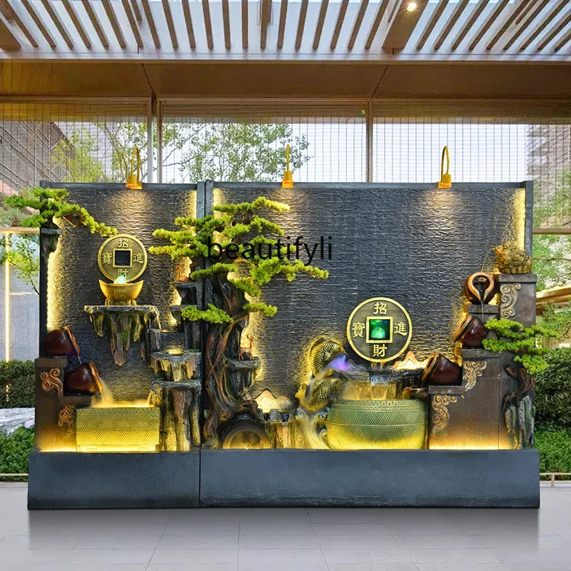 Rockery Water Curtain Wall Flowing Water Screen Living Room Company Courtyard Entrance Fortune Landscaping Decoration Decoration
