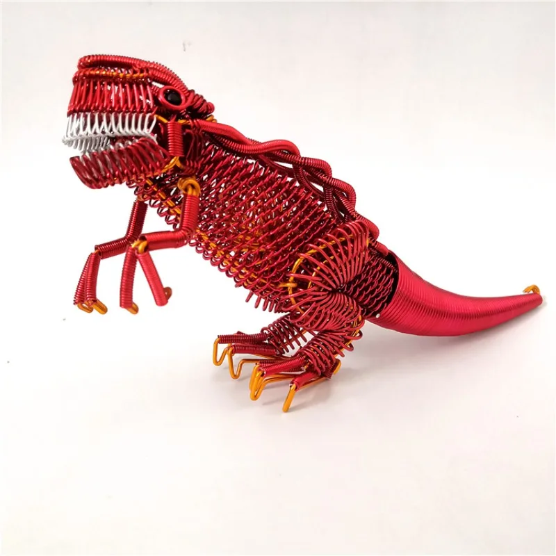 New Creative Figurines Miniatures Handmade Craftsmanship Aluminum Wire Dinosaur Model Cartoon Model Office Ornament Desk Decor