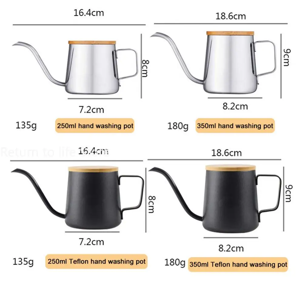 Coffee Pot Swan Neck Thin Mouth Tea Pot Stainless Steel Narrow Spout Drip Coffee Maker Pot Coffee Tool Drip Kettle With Cover