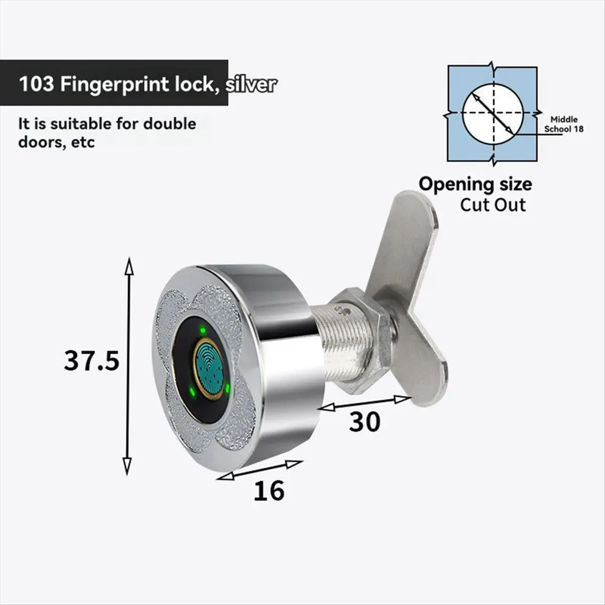 Double Door Fingerprint Lock No Punching Biometric Electronic Door Lock Low Power Consumption with Tricolor Lamp Locks