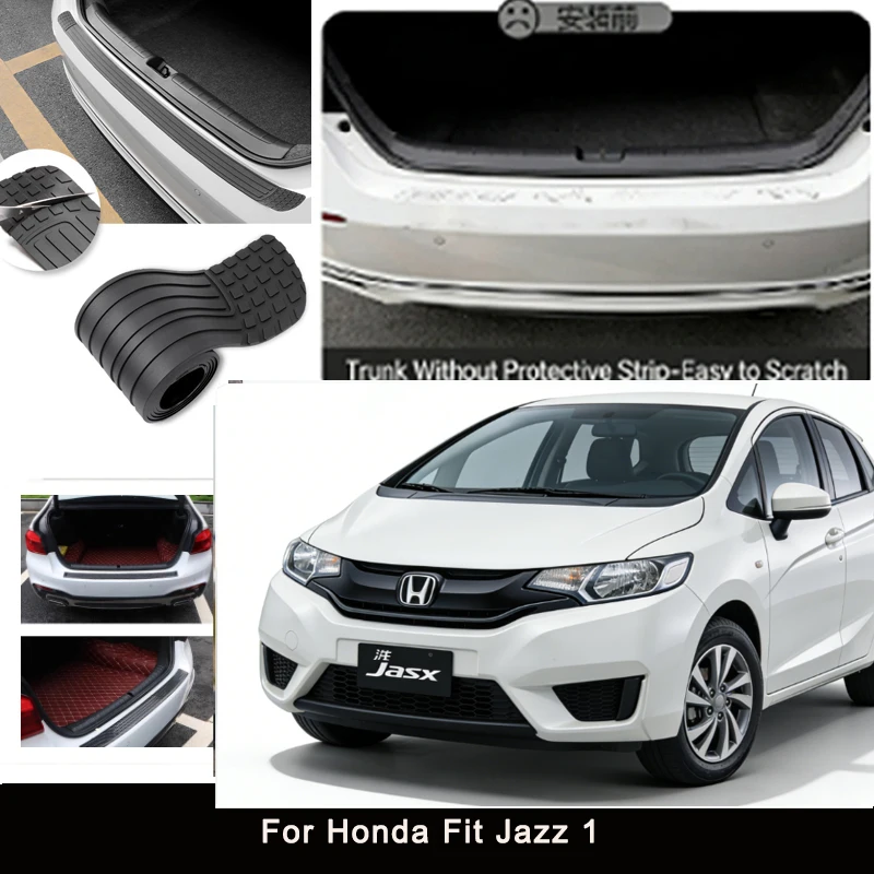 

For Honda Fit Jazz 1 Rear Trunk Guard Plate Sticker Car Rear Bumper Trim Anti-Kicked Scratch Protector Sticker Strip
