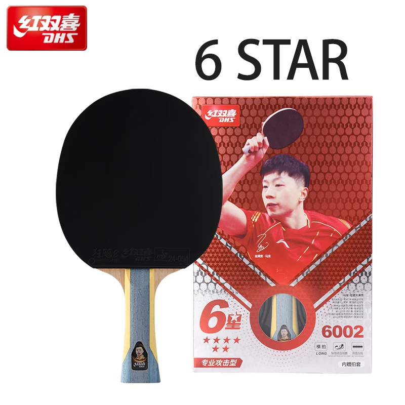 

DHS H6002 Ракетка для настольного тенниса 6-звездная ракетка для пинг-понга с веслом Летучая мышь 5-слойная древесина Hurricane 3 + Оловянная дуга Липкая резиновая ракетка Raquete