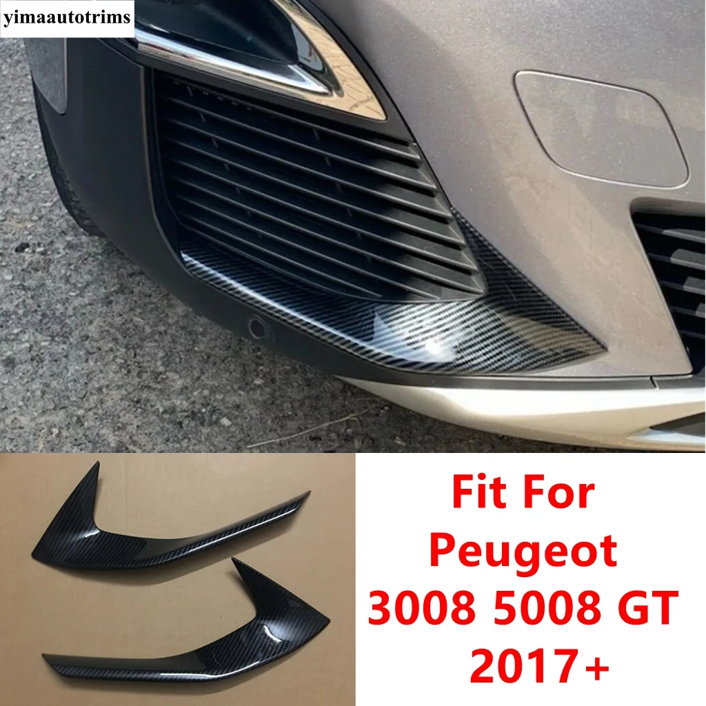 

Car Front Fog Lights Lamps Eyebrow Stripes Cover Trim For Peugeot 3008 5008 GT 2017 - 2023 ABS Chrome / Carbon Fiber Accessories