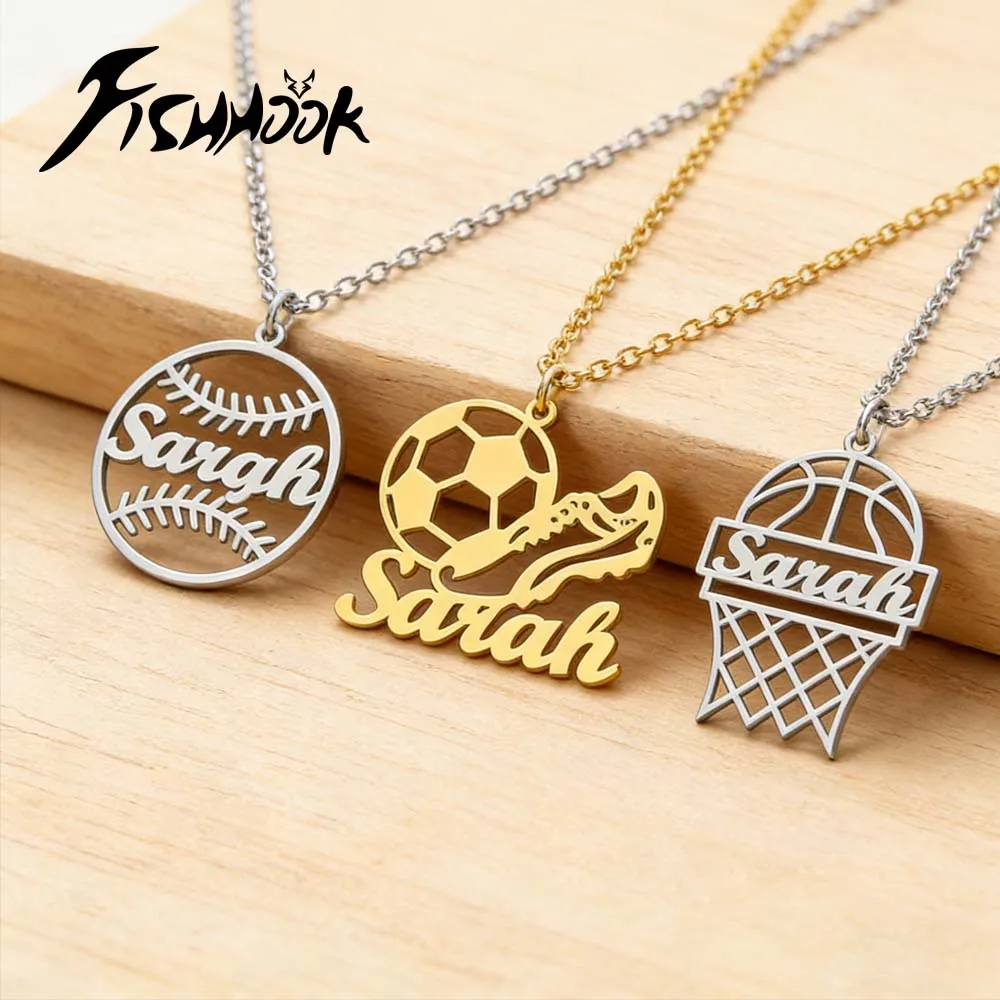

Мяч Баскетбол Футбол Футбол Бейсбол Ожерелье Имя Персонализированный Кулон Подарок Для Женщин Мужчин Мальчик Цепочка Из Нержавеющей Стали Ювелирные Изделия