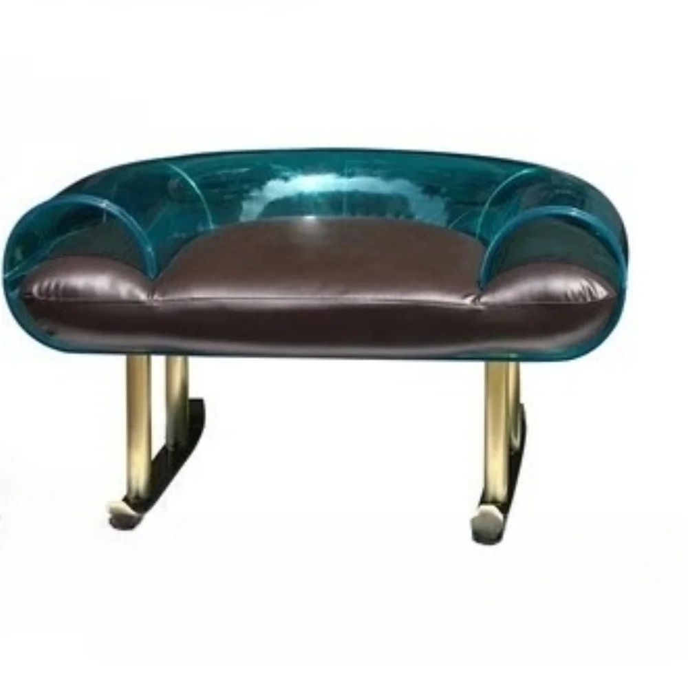 *Transparent Acrylic Stool Curved Lounge Chair Modern Luxury Cushioned Seating for Living Room Commercial Decor