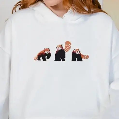 

Red Panda Embroidered Hoodie Retro Vintage Sweatshirt Graphic Hoodies Y2K Casual Daily Wear Unisex Versatile Stylish Pullover