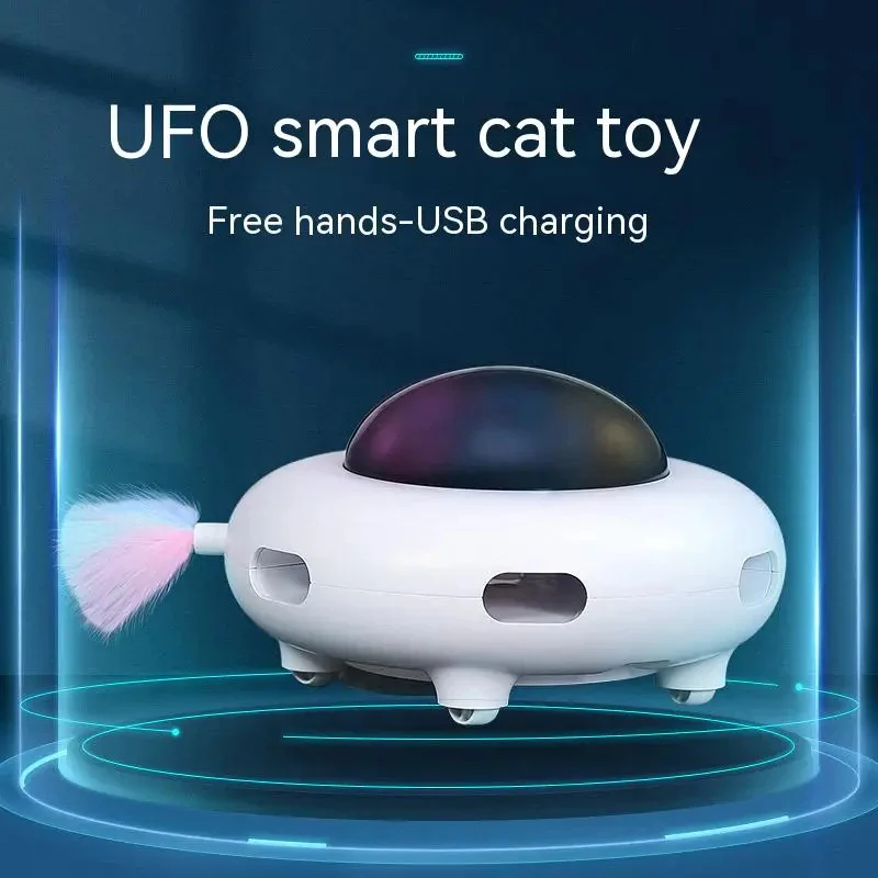 

Pet Toy Rotating UFO Electric Flying Saucer Automatic Teasing Cat Stick Cat Boredom Artifact