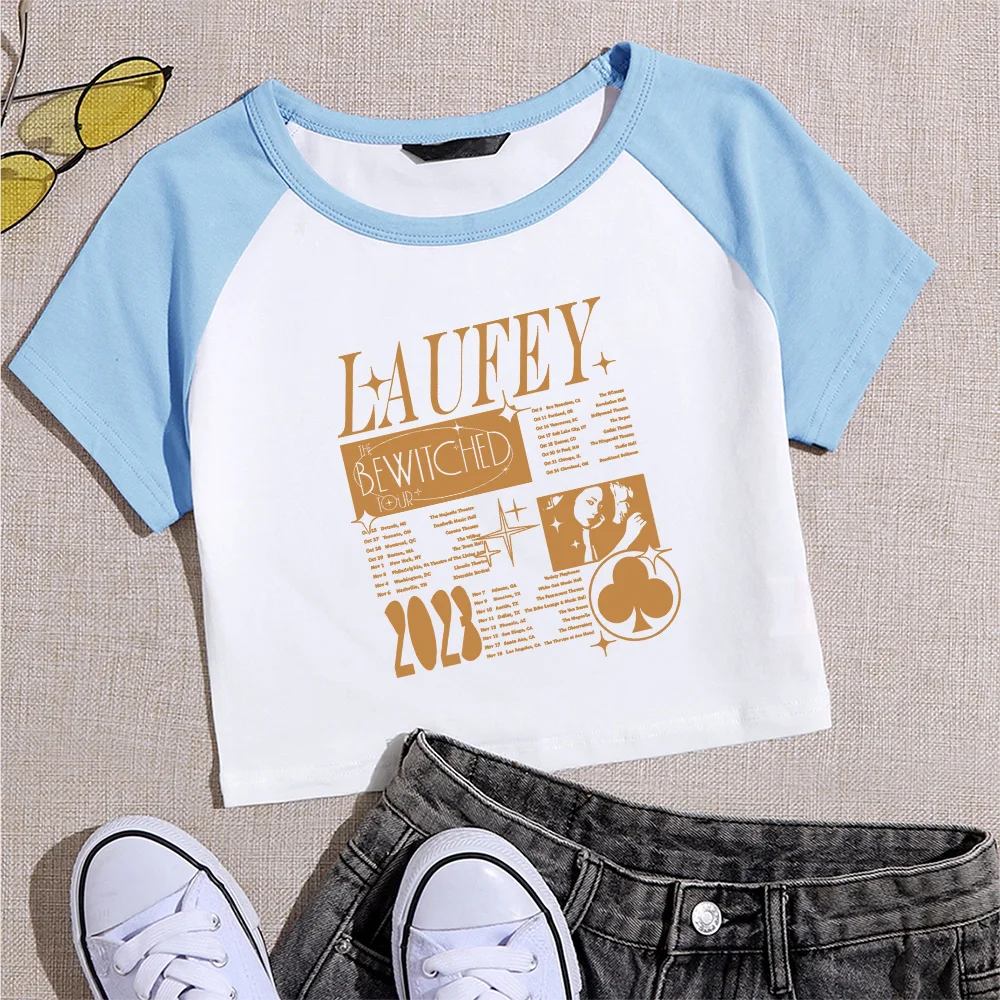 Laufey Crop Shirt Laufey Bewitched Album Shirt Laufey Tour Cadeau voor Laufey Fan Unisex O-hals shirts met korte mouwen