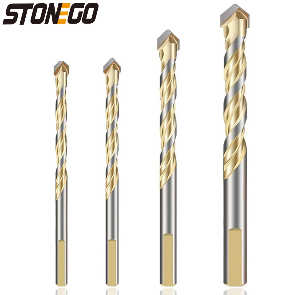 STONEGO 1PC Masonry Drill Bit for Concrete, Metal, Tile, Glass, Wood, Mirror, Brick Wall - Size 6mm/8mm/10mm/12mm