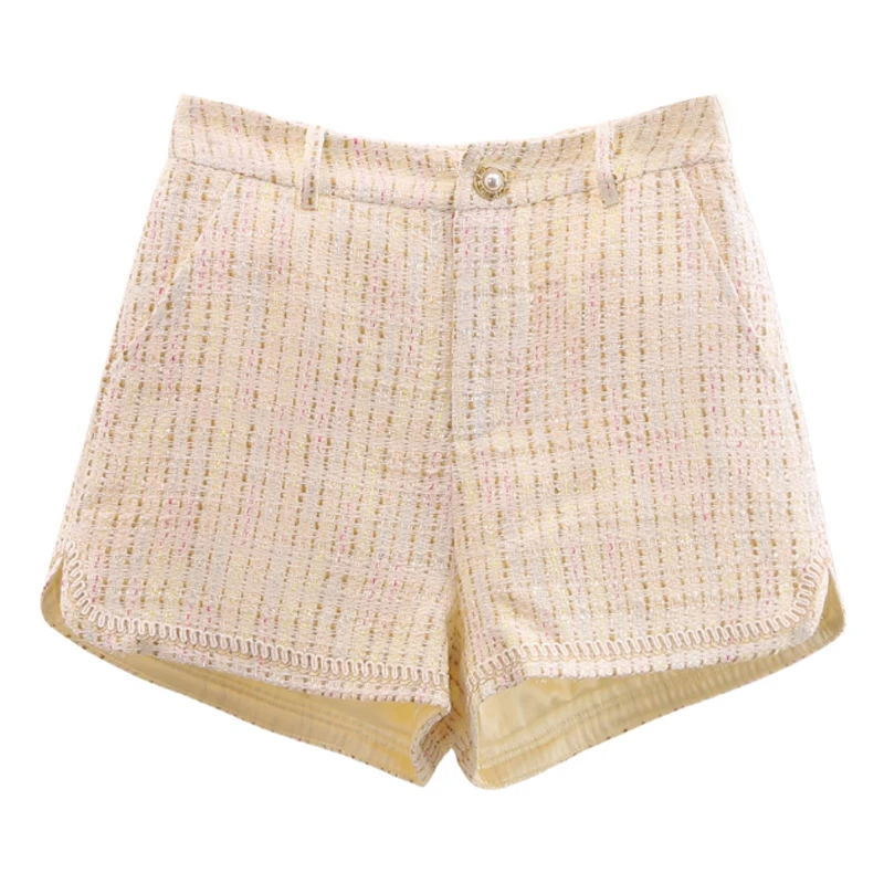 Pantaloni a gamba larga a vita alta Faionable Tweed Abbigliamento autunnale da donna 2025 Nuovi pantaloni Sle ort Pendolarismo Sle Jeans da donna