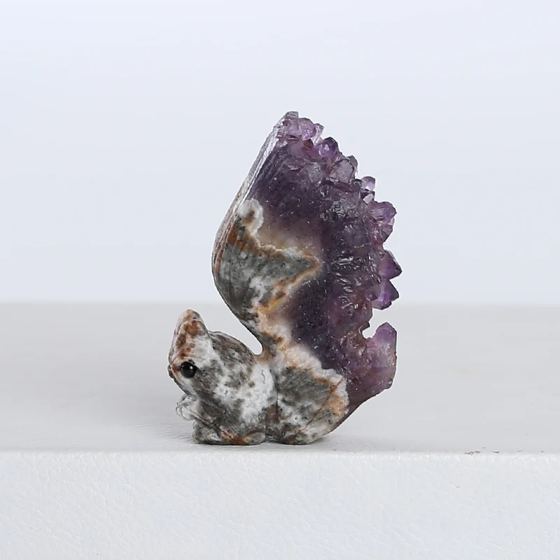 Natural Gemstone Amethyst Carved Squirrel Decoration,For Jewelry Making Charm Gift Accessories