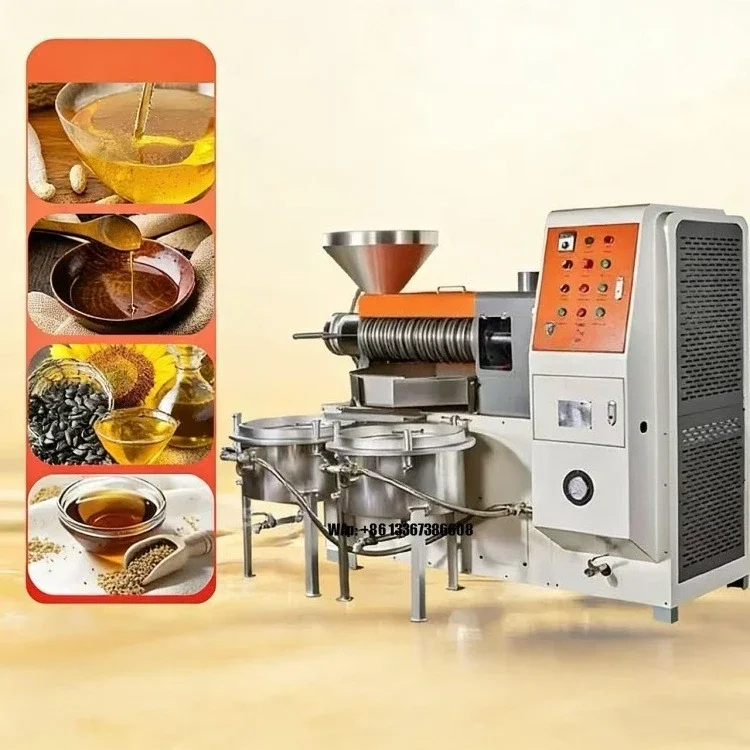 Multifunctional vegetable oil press, hot-pressed and cold-pressed for seed and nut processing