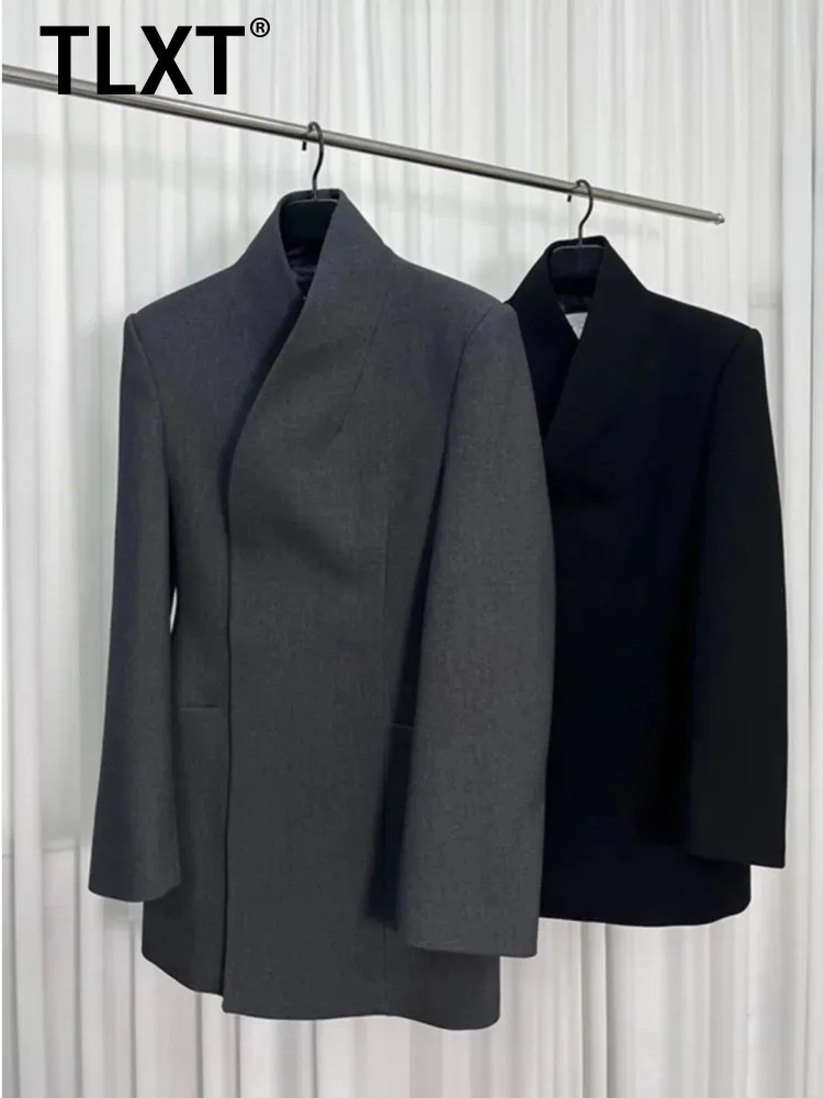 

TLXT Women's Hidden Button Design Sense French Spring Elegant Fashion Lapel Spring New Classic Waist Temperament Suit 2025 New