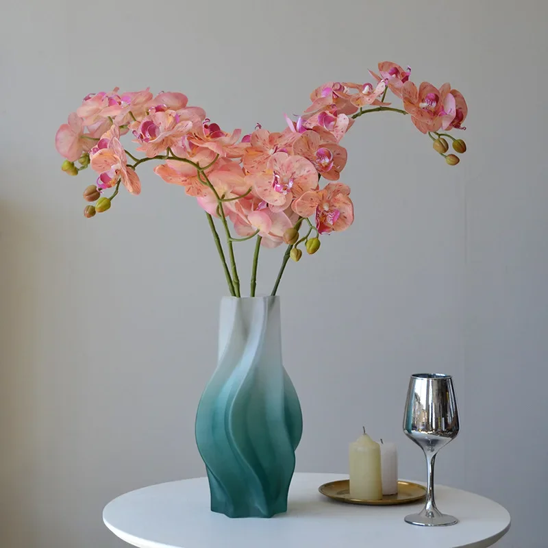 99CM Artificial Flower Morandi Color Scheme 9-head Butterfly Orchid Dining Table Home Decoration Silk Flower Wedding Decoration