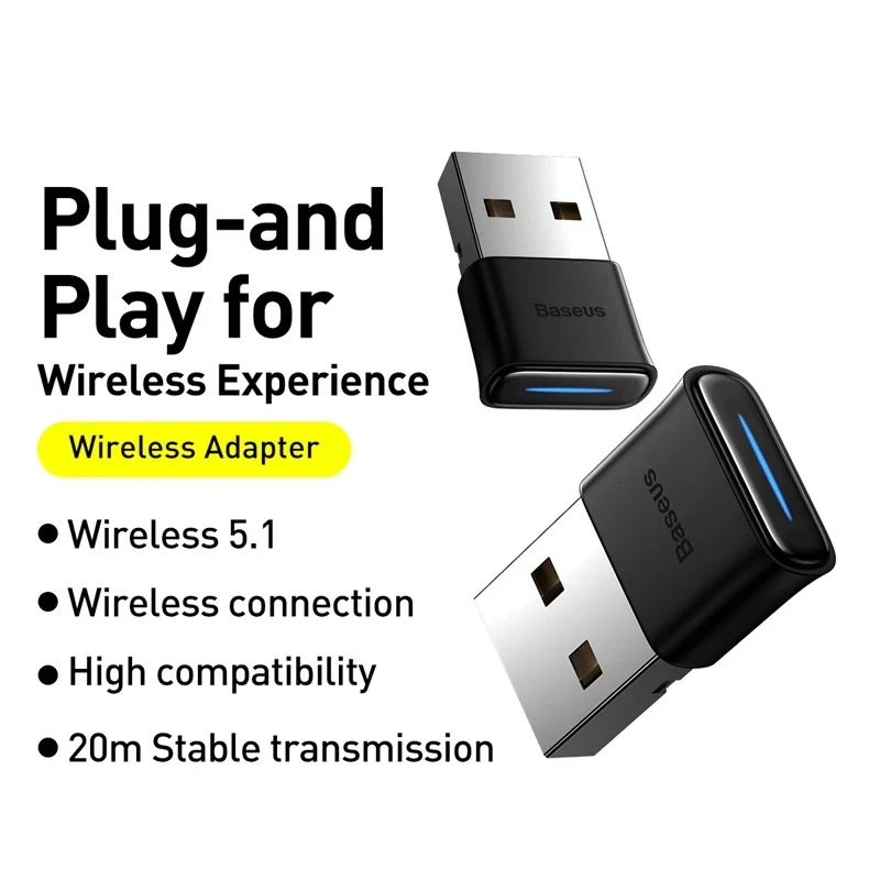 Baseus USB Bluetooth Adapter Dongle 5.1 Receiver Transmitter for PC Speaker Wireless Mouse USB Transmitter Music Audio Adapter