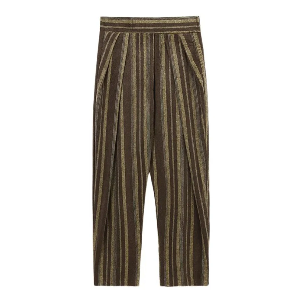 Mens Trousers Plush Stripes Contrast Color Casual Pants Autumn Streetwear Fashion All-Match Straight Pants Men'S Clothing 2024