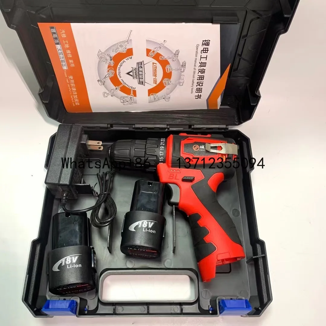 perceuse-a-percussion-sans-brosse-portable-rouge-18v-perceuse-a-main-electrique-sans-fil-tournevis-dynamometrique-rechargeable-avec-2-batteries-au-lithium