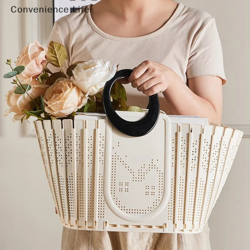 Collapsible Laundry Basket With Handles Large Capacity Folding Clothes Hamper Space Saving Wall Mounted Multi purpose