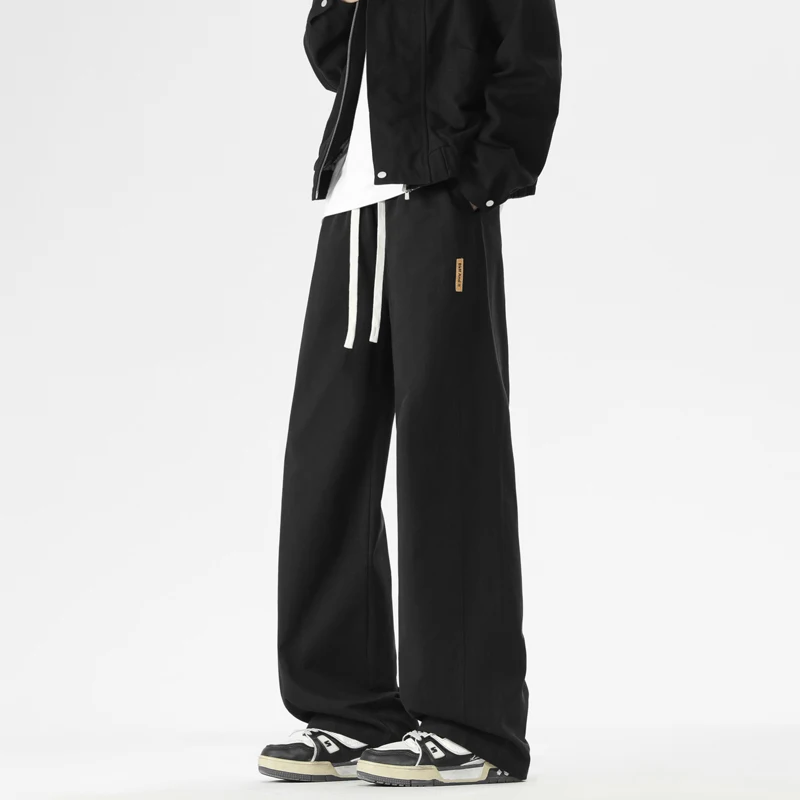 

Pure Cotton Straight Leg Men's Casual Pants Spring Autumn Vintage American Sle Loose Fit Sports Trousers for Teens