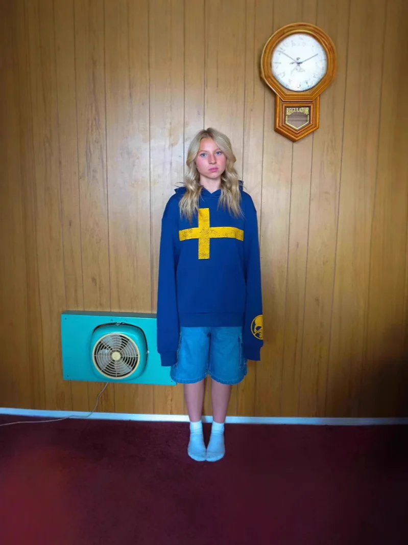 Vintage Schweden-Flagge Kreuz-Print Hoodie Übergroßer Langarm-Pullover für Männer und Frauen Streetwear Totenkopf-Grafik Kapuzenpullover – Detail 5