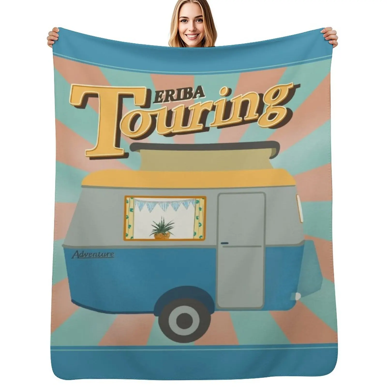 Vintage Touring Caravan Adventure Throw Blanket Weighted Summer Beddings Multi-Purpose Camping Tourist Decorative Sofas Blankets