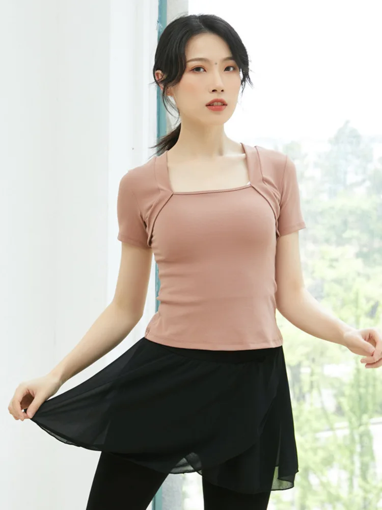 

Dance Competitions Spring and Summer Dance Top Camisole Training Body Ballet Shoulder Protector Short Sleeved Top