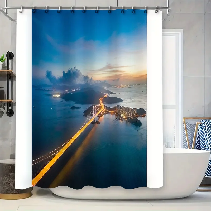 

Golden Gate Bridge Shower Curtain Coastal Ocean View Nature Landscape Home Decor Waterproof Bathroom Set Artistic Photography