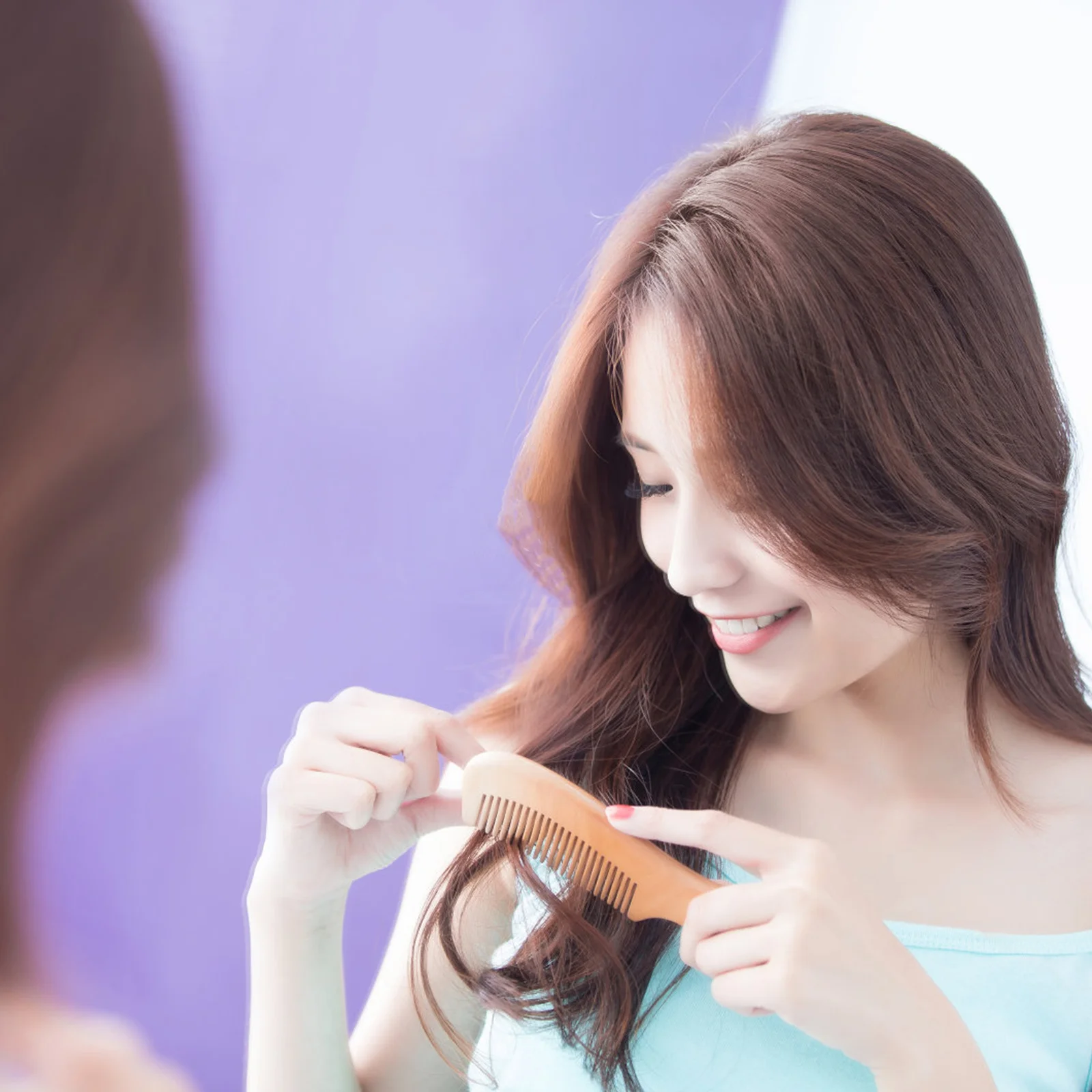 

2Pcs Natural Sandalwood Hair Comb Wide Teeth Design Smooth Detangle Comb Reduce Breakage Hair Styling Tool Safe for Extensions