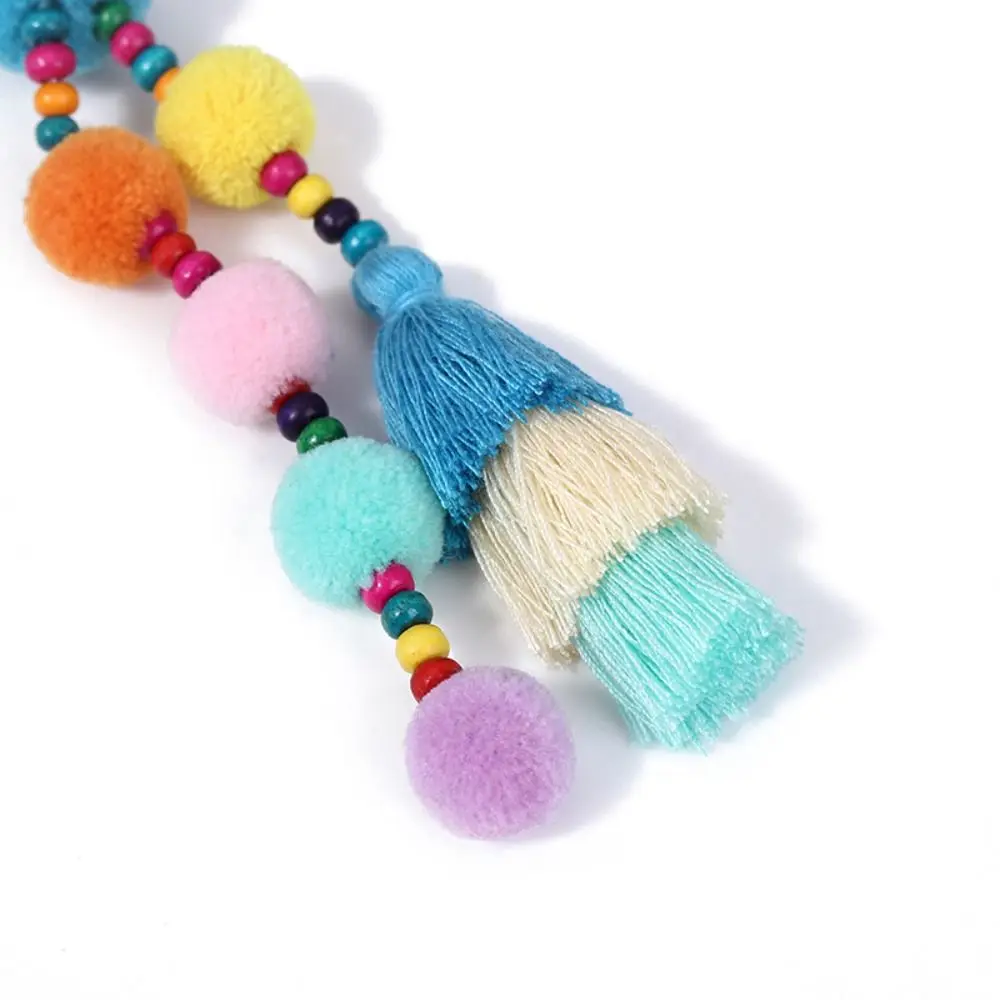 Boho Style Boho Style Hair Ball Tassel Keychain Tassel Pom Pom Boho Style Keychain Colorful Gradient Colors Boho Style Keyring