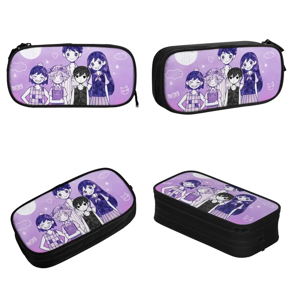 Sunny Basil Aubrey Kel Pencil Cases Fashion Omori Game Pen Box Bags Kids Big Capacity Students School Zipper Pencil Box