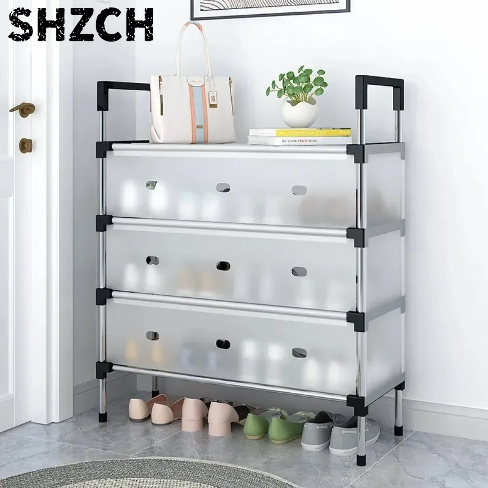 Dustproof DIY Shoe Rack Stainless Steel Pipes Household Multilayer Economical Space Saving Durable And Long-Lasting Shoes Rack