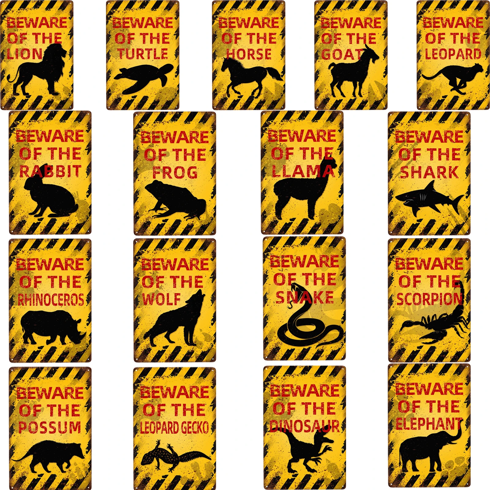 Letrero de Metal de tiburón Vintage, cartel de serpiente con cuidado de León, divertido cuidado con la decoración de pared de animales para el hogar, Bar y Club, 8x12 pulgadas, 1 ud.