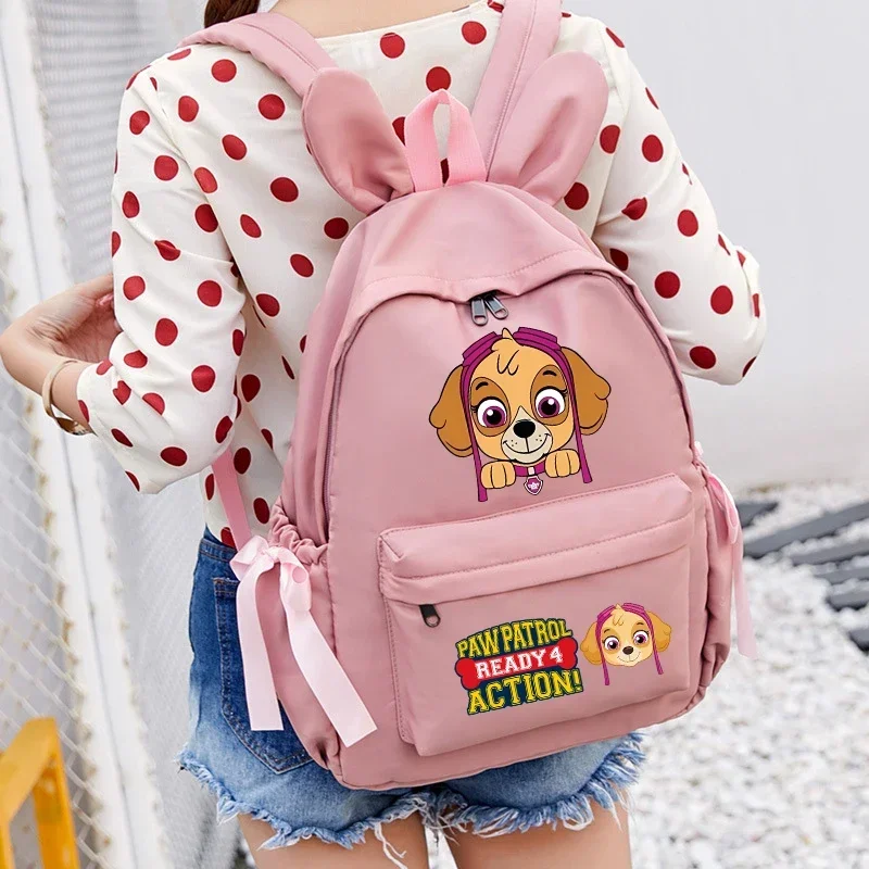 Paw Patrols 배낭 Skye Everest 소녀 학생 캔버스 Schoolbag Chase Rubble Marshall Boy 배낭 만화 토끼 귀 Bookbag