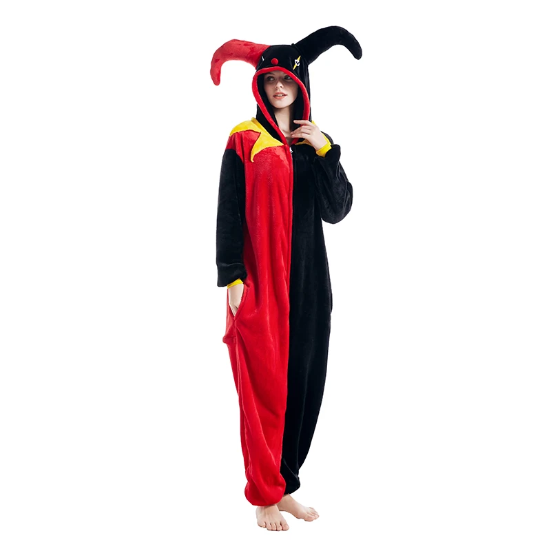 الكبار نيسيي السيرك جوكر مهرج تأثيري ازياء الحيوان قطعة واحدة منامة هالوين Homewear حللا النساء للجنسين ملابس خاصة