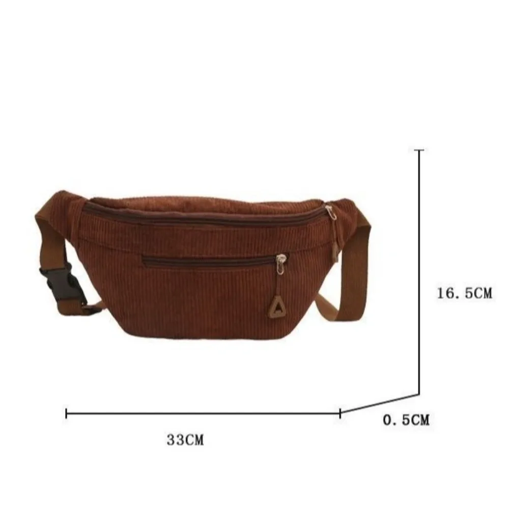 Casual Large Capacity Waist Bag Brown Corduroy Anti Theft Crossbody Bag Belt Bag Women view 6