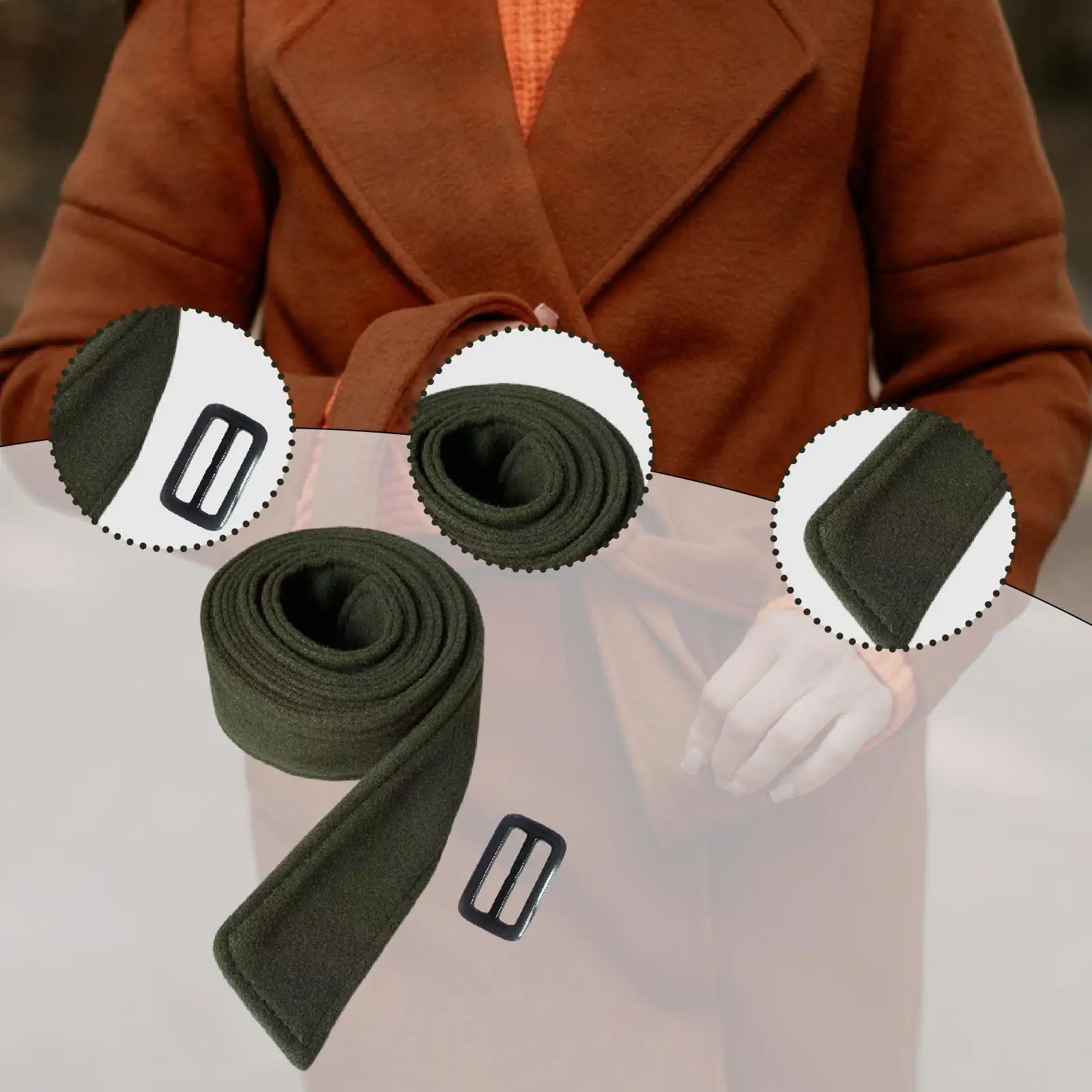 حزام معطف مزدوج الجوانب، حزام خصر عملي، بديل محمول #5