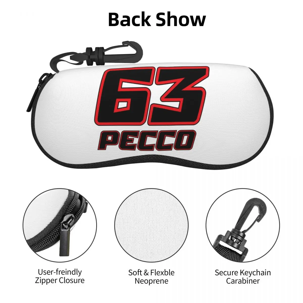 Pecco Bagnaia 63 Shell Glasses Case Protector صندوق النظارات الشمسية للنساء والرجال حقيبة النظارات الناعمة