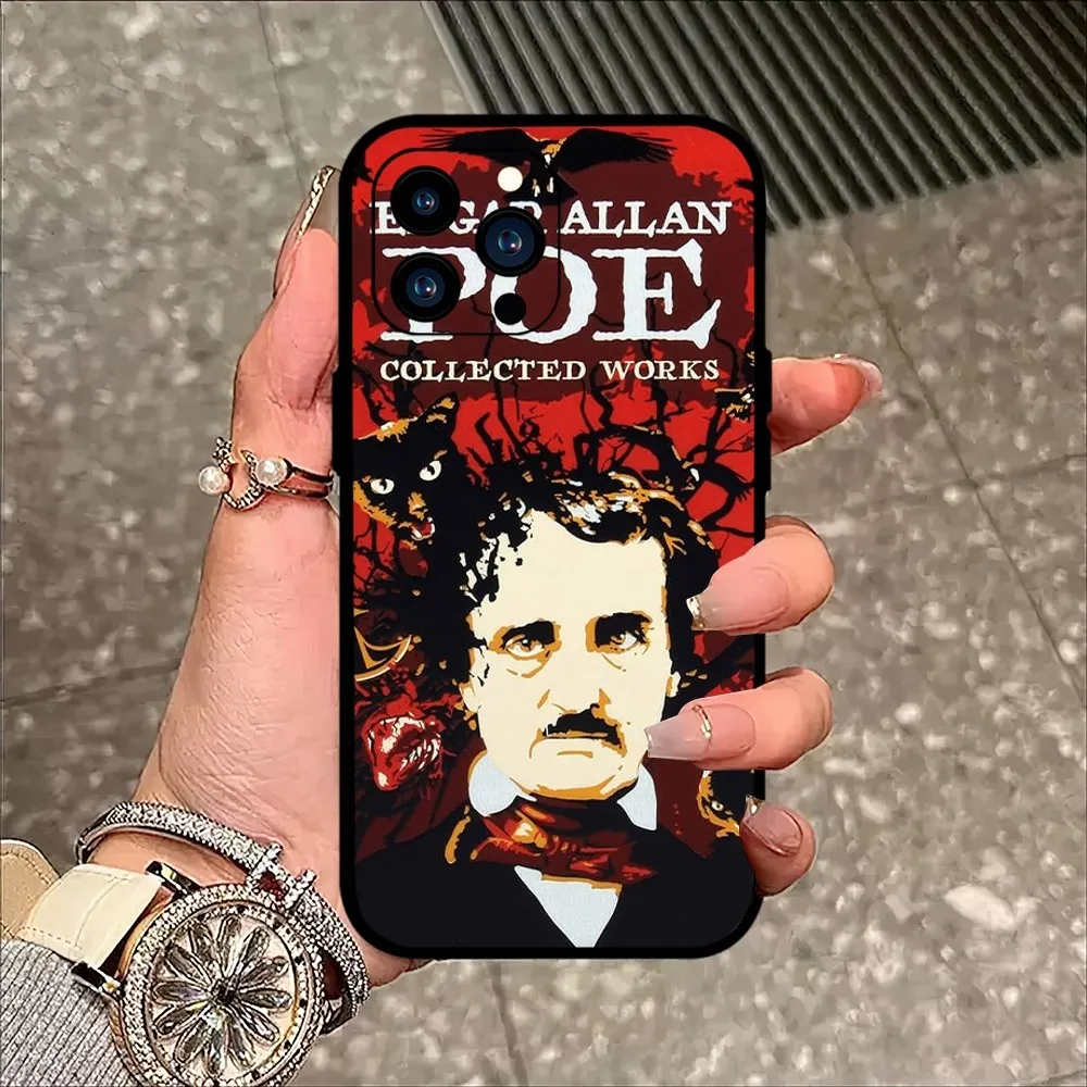 Edgar Allan Poe Phone Case For iPhone Mini 11 12 13 14 15 Pro XS Max X Plus SE XR Black Soft Shell