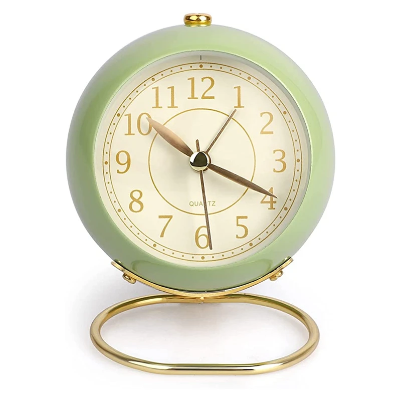 Silent Alarm Clock Bedside Small Table Clock Non Ticking Analogue Retro Alarm Clock With Light Button For Desk Table