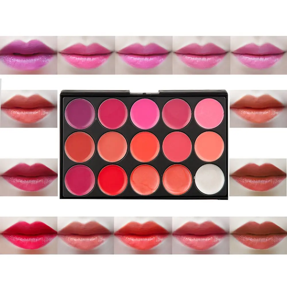 Nicht klebende, matte Lippenstift-Palette mit Tasse, langlebig, feuchtigkeitsspendend, 15-farbige Lipgloss-Palette, rotes, wasserfestes Lippen-Make-up-Werkzeug