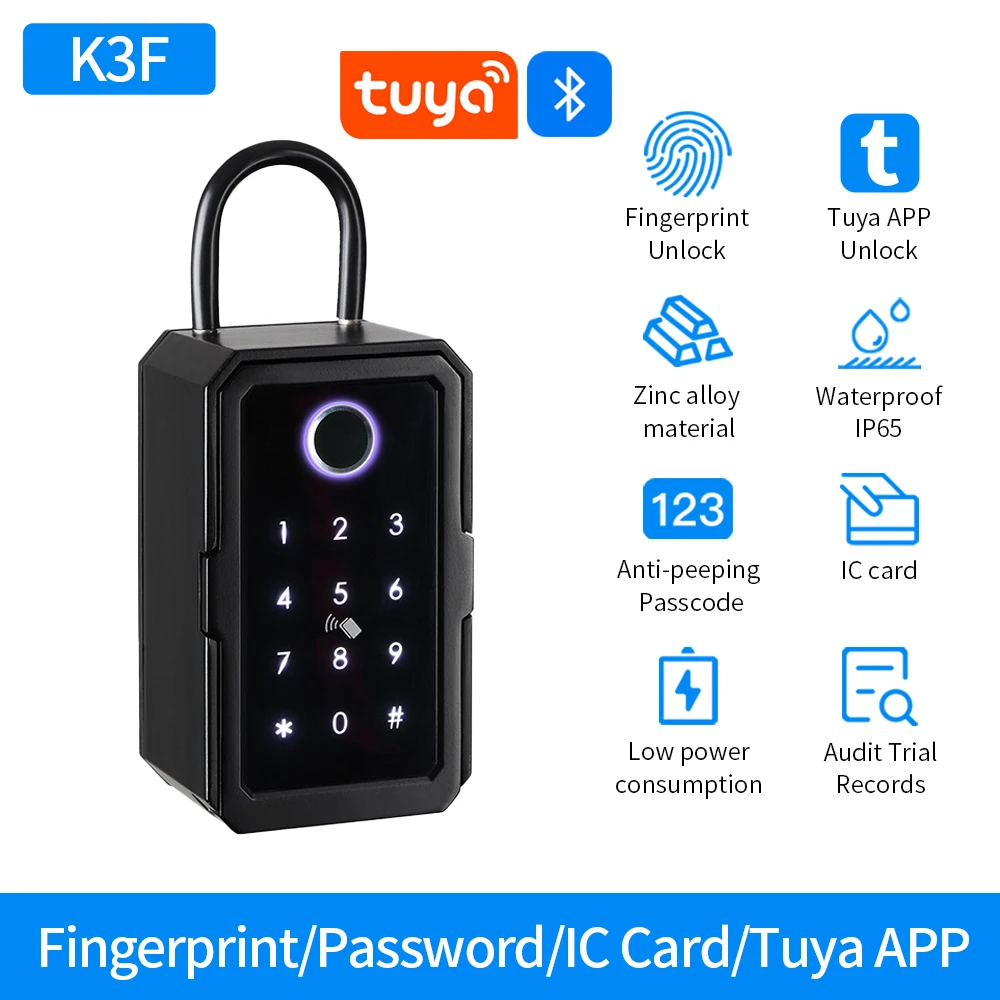 Waterdichte sleutelkluis Slimme vingerafdrukopslag Geheime sleutelkluis Tuya of TTlock-app Bluetooth naar WiFi-hub Ontgrendel hangslot