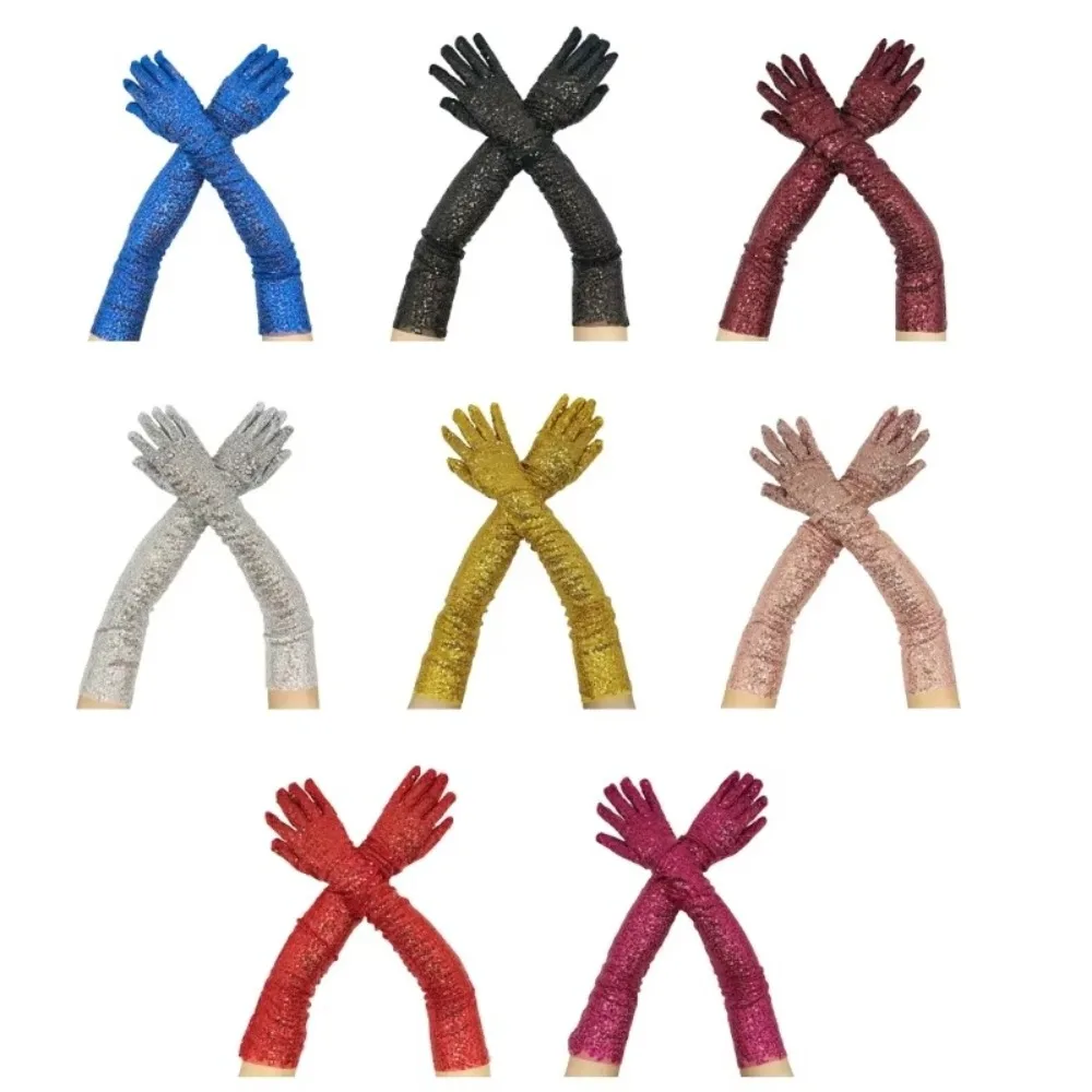 New Sequined Long Sequined Gloves Glittering Party Dress Mittens Cosplay Punk Hip Hop Arm Cover Gift