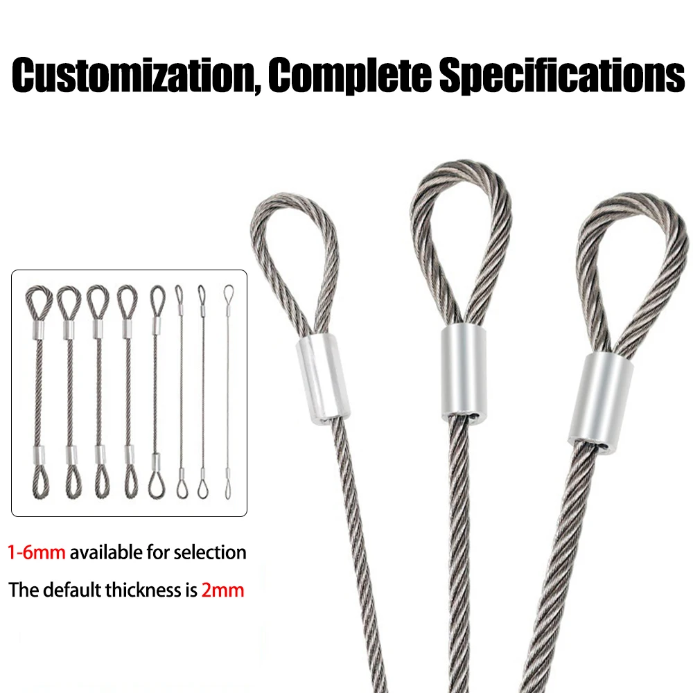 4PCS 2mm 304 304 Stainless Steel Wire Canopy Rope Fishing Lifting Cable Anti Fall Rope Used for Bicycle Billboard Sunshade image 3